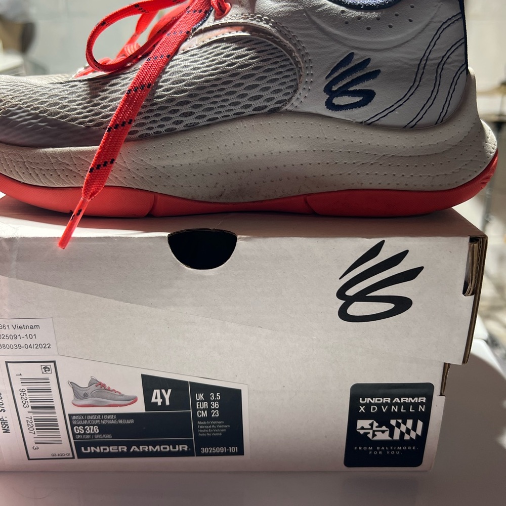 Under Armour Athletic Sneakers - White/Navy/Red Performance Mesh